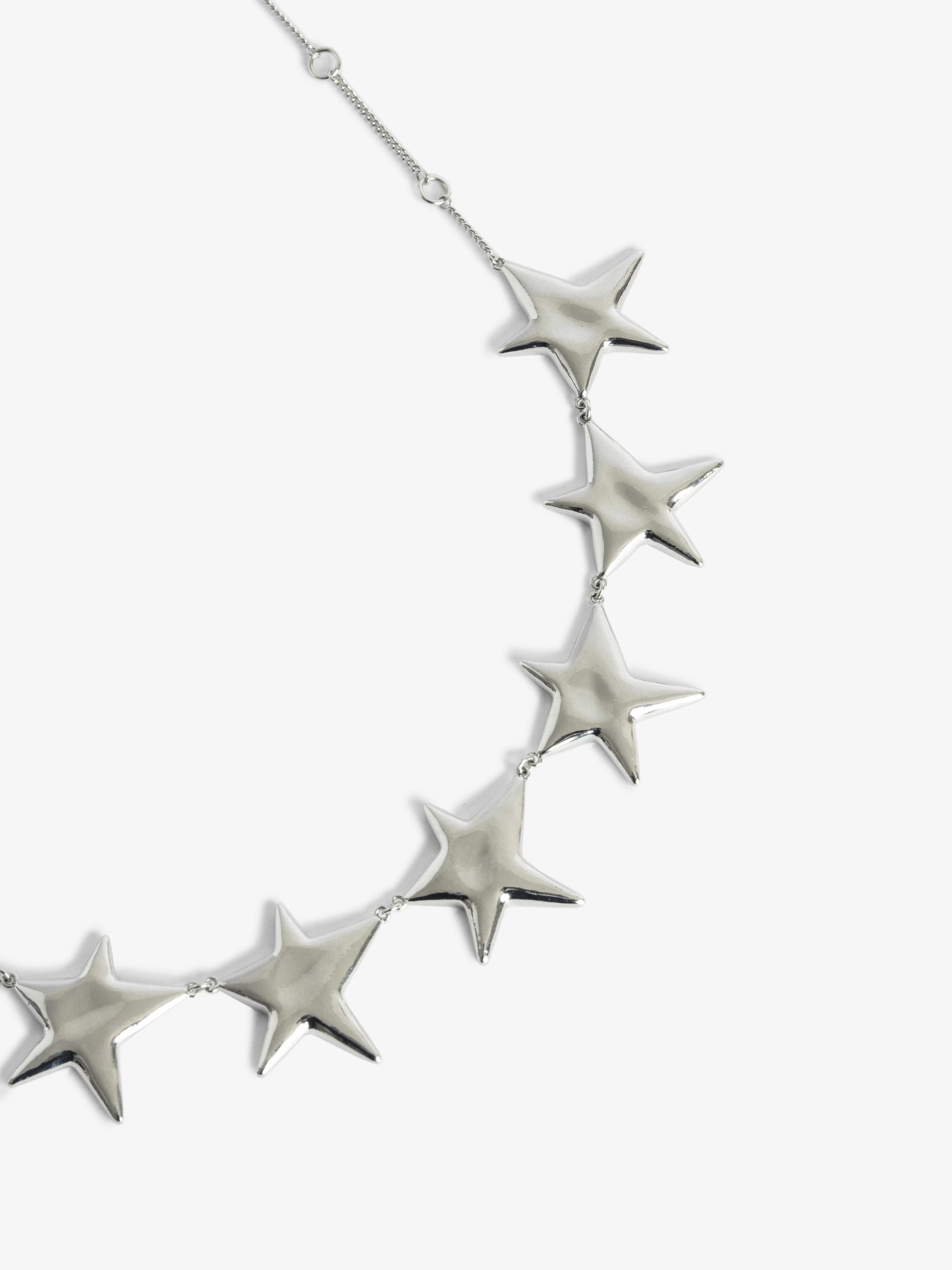 Rock Star Single Necklace - Silver-toned brass star choker necklace.